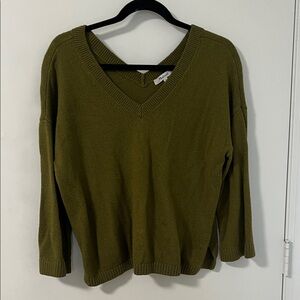 Madewell Deep Green V-Neck Sweater
